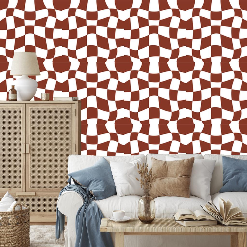 Wallpaper Free checkerboard red, red background 50x1000