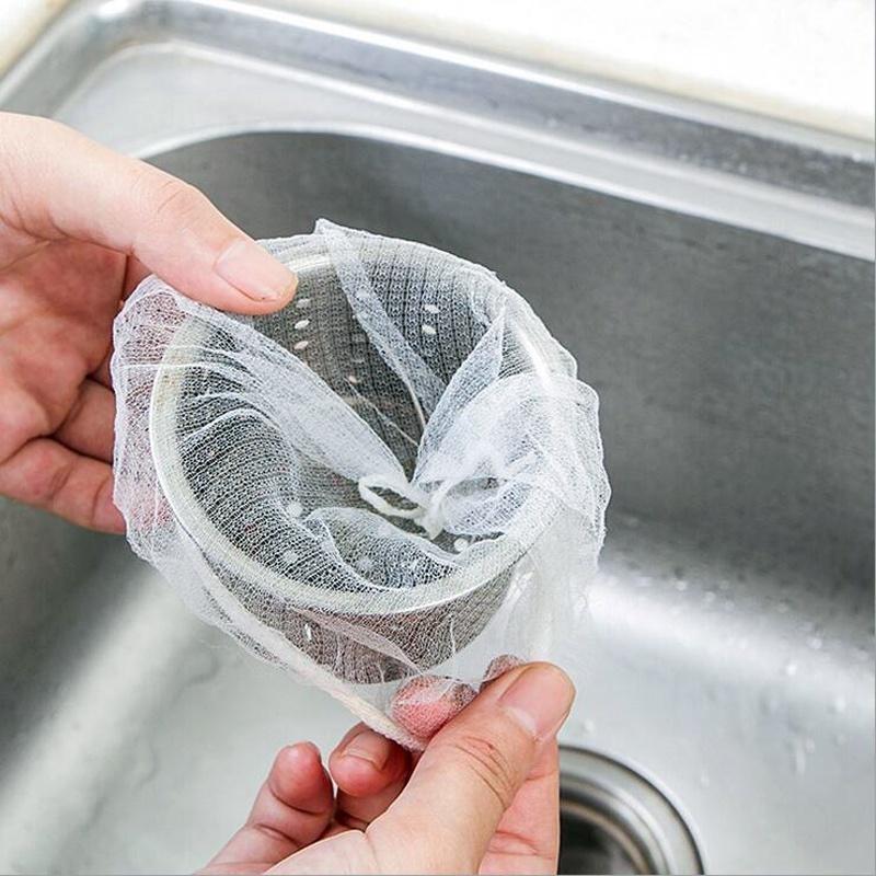 30pcs/set Sink Drain Hole Trash Strainer Mesh Disposable Garbage Bag Bathroom Kitchen Waste Bin Filter