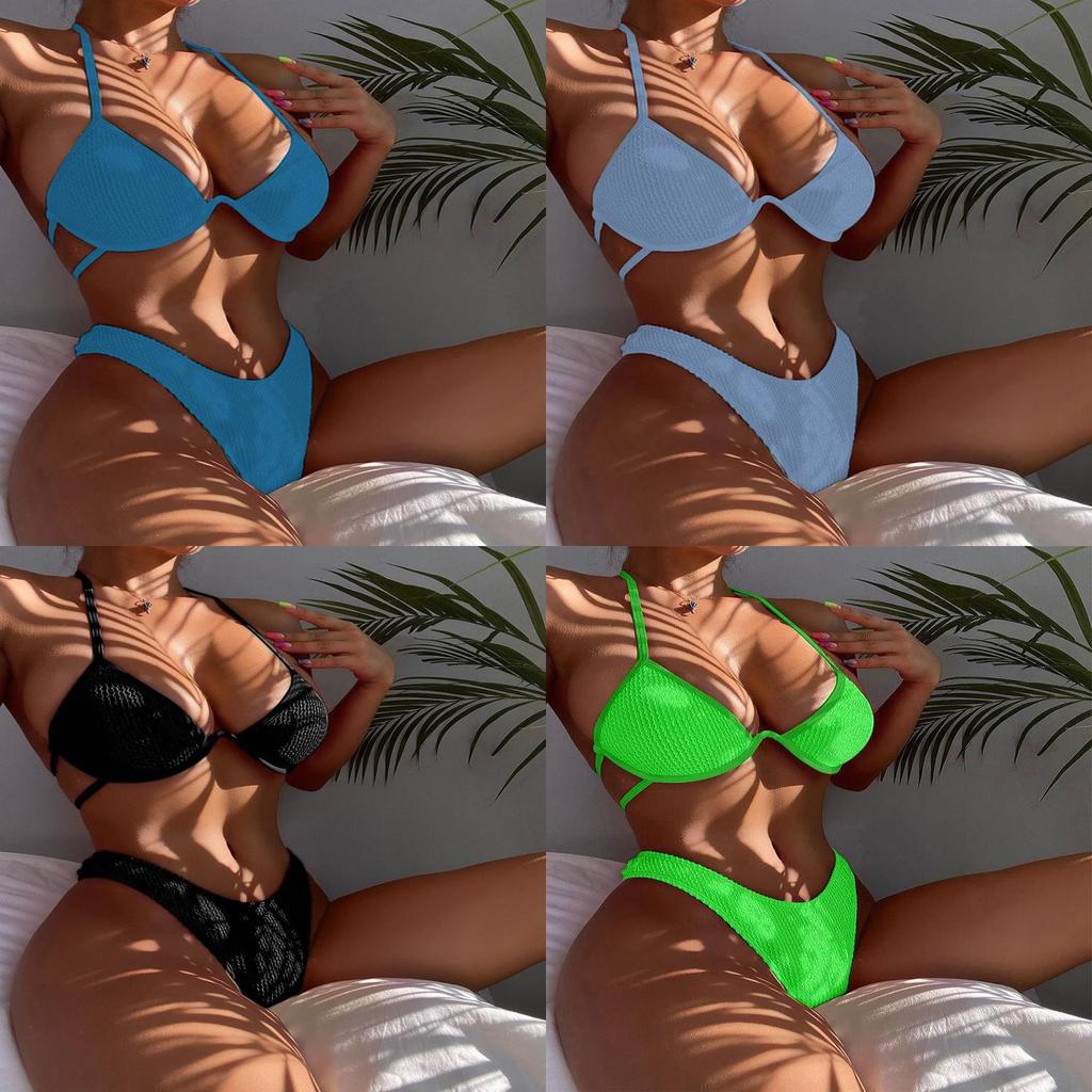 Women Backless Bikini Set With Steel Underwire And Nylon Fabric For Swimming And Water Sports