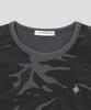 SLOW RECORD HOUSE Logo Waffle Crop T-Shirt_Camo (Charcoal)