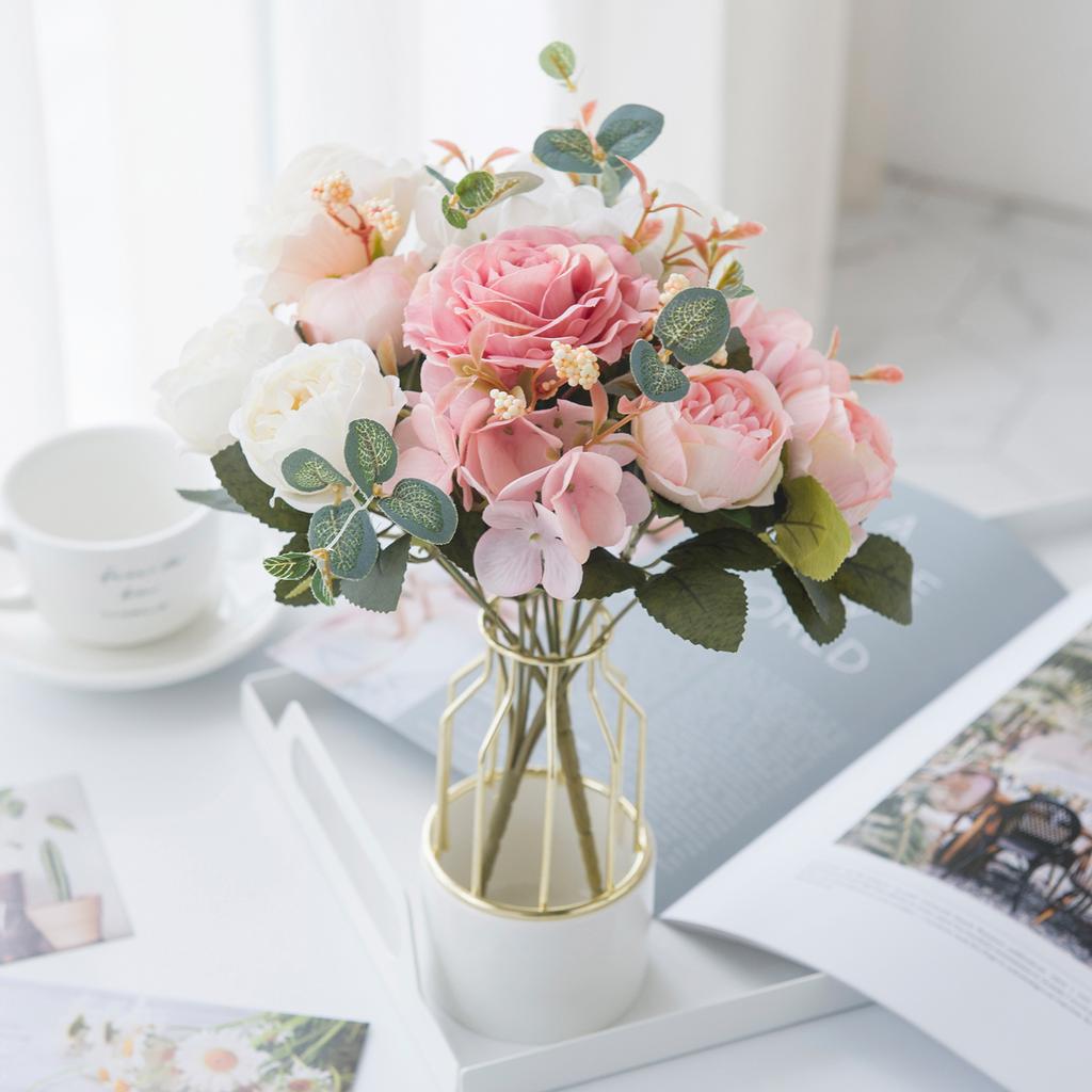 Artificial Flowers Silk Hydrangea Rose Peony Living Room Home vase table Garden Wedding bridal bouquet Diy Holiday Party Decor