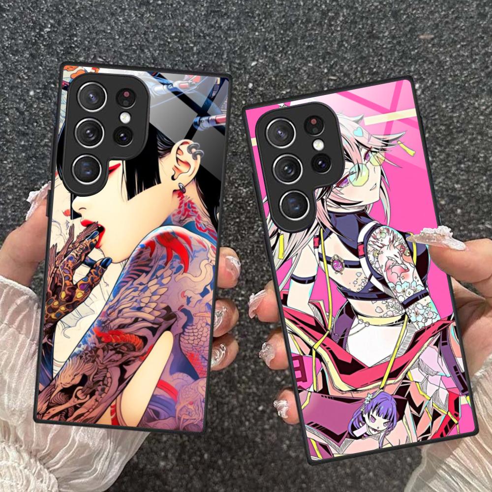 Fashion Tattoo Girl Mobile Phone Case for Samsung Galaxy A56 55 54 53 52 51 36 35 34 23 16 15 5G Glass Colorful Cover Cover