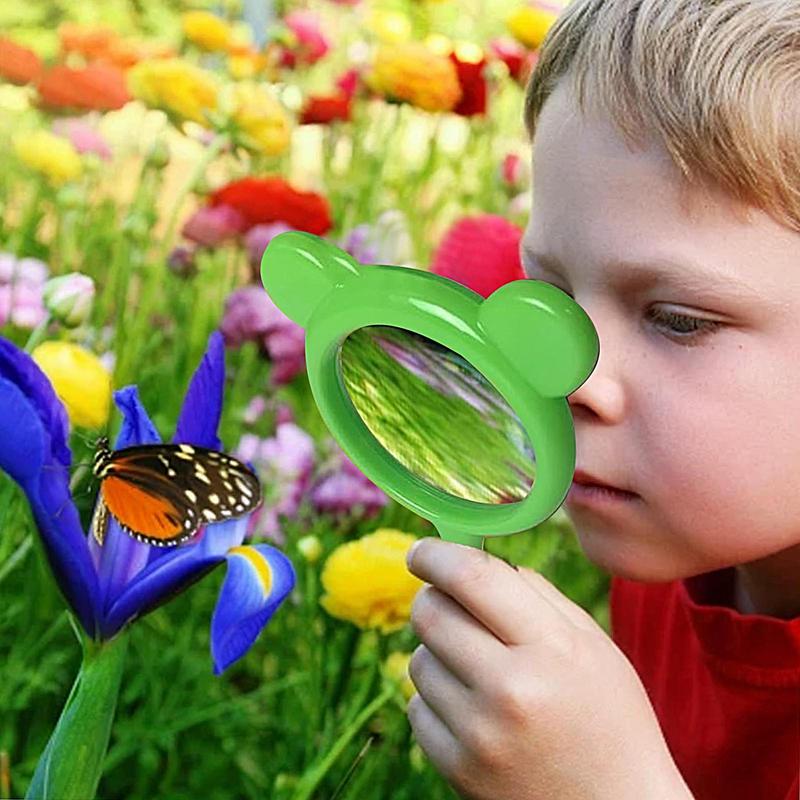 6 sztuk kieszonkowa lupa odporna na pęknięcia ergonomiczny uchwyt zabawka w kształcie misia do eksploracji natury na zewnątrz detektyw
