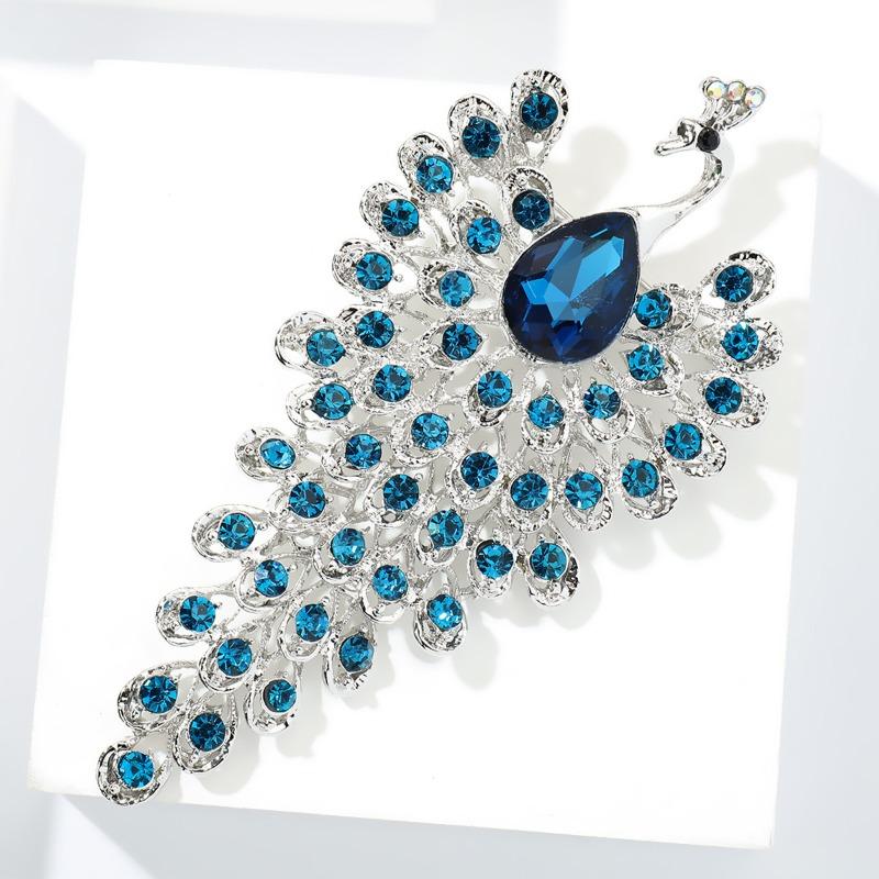 Women Fashion Rhinestone Peacock Brooch Phoenix Clothing Accessories Pins Party Jewelry Gifts