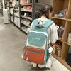 Lightweight Letter Nylon Backpack With Colorblock Design For Unisex Daily Use