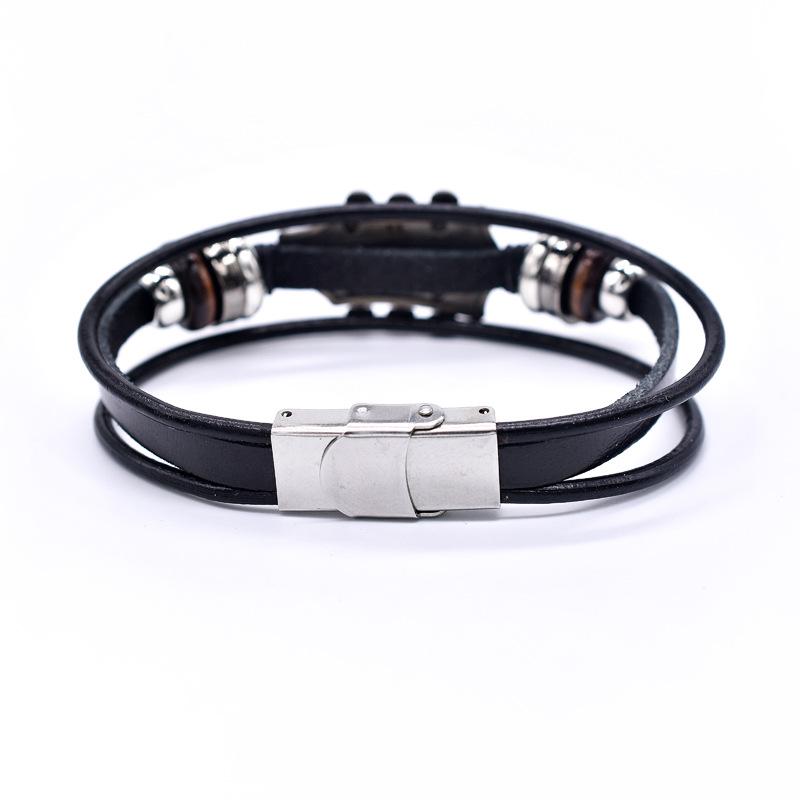 Retro Pu Leather Guitar Bracelet Punk Rock Handmade Braided Multi-Layer Wrap Bracelet