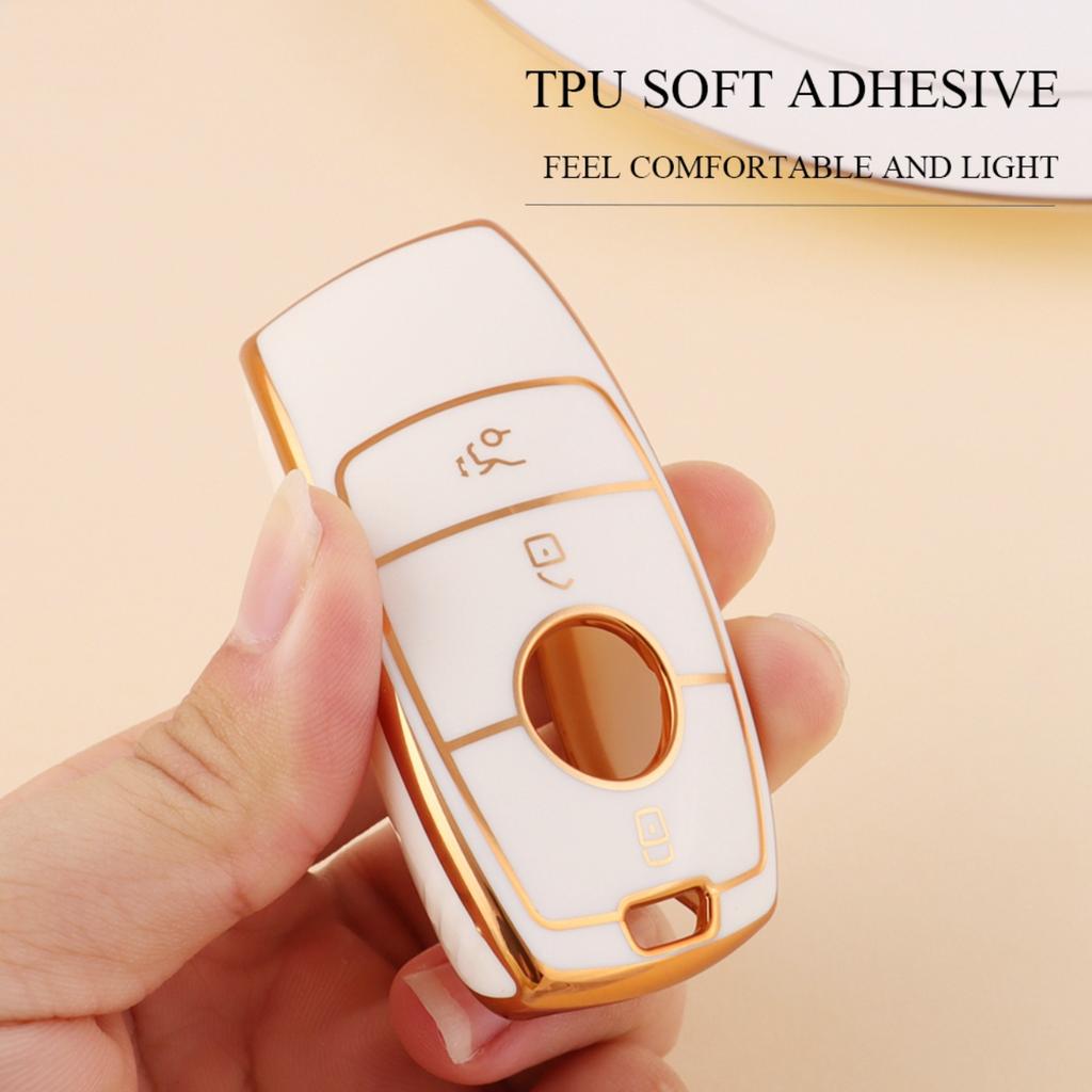 Golden TPU Car Key Case Cover For Mercedes Benz E S G Class GLC CLE CLA GLB GLS W177 W205 W213 W222 X167 AMG E200 E260 Shell Fob