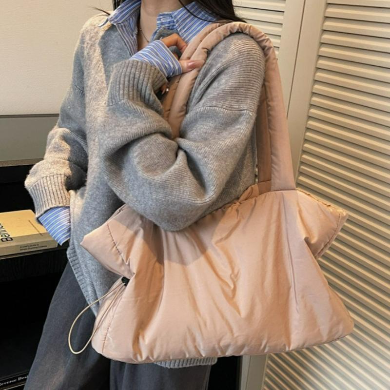 New Winter Women Shoulder Bag Large Capacity Tote Handle Bag Casual Pure Color Comfortable and Versatile Texture Bags for Travel