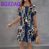 Street Fashion Color Gradient Printed Mini Dress For Women Clothing Summer New Short sleeve O-Neck Loose Casual A-Line Dress 3XL