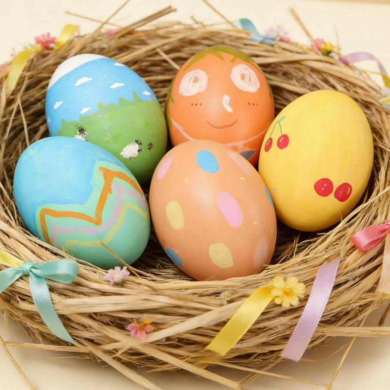 1/10x Wooden Simulation Egg DIY Creative Art Made Unfinished Painted Eggs Party Festival Decoration Children Educational Toys