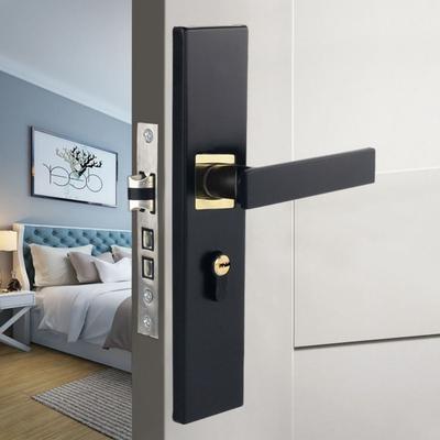 Silent Door Handle Lock Keys Set Square Door Knob Door Stop Interior Door Handle Lockset  Bedroom