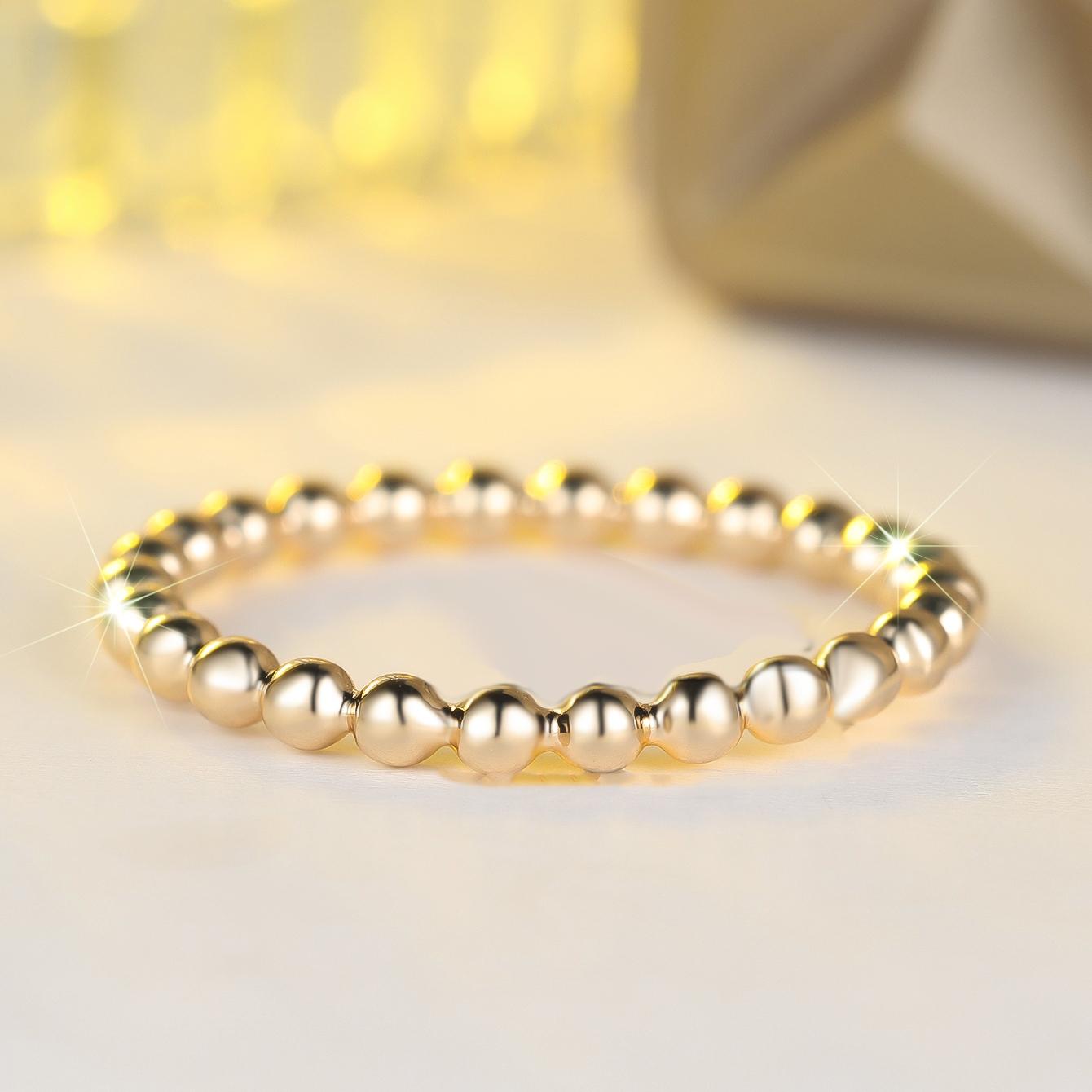 

Stackable Rings with Fashionable Beads Simple Beads Water Wave Rings for Women Jewelry Gift 10