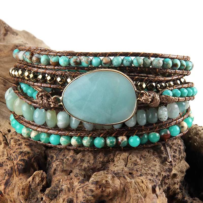 RH Mode Handma Böhmischen Schmuck Boho Armband Gemischt Natürliche Steine Charme 5 Stränge Wrap Armbänder Geschenk DropShipping