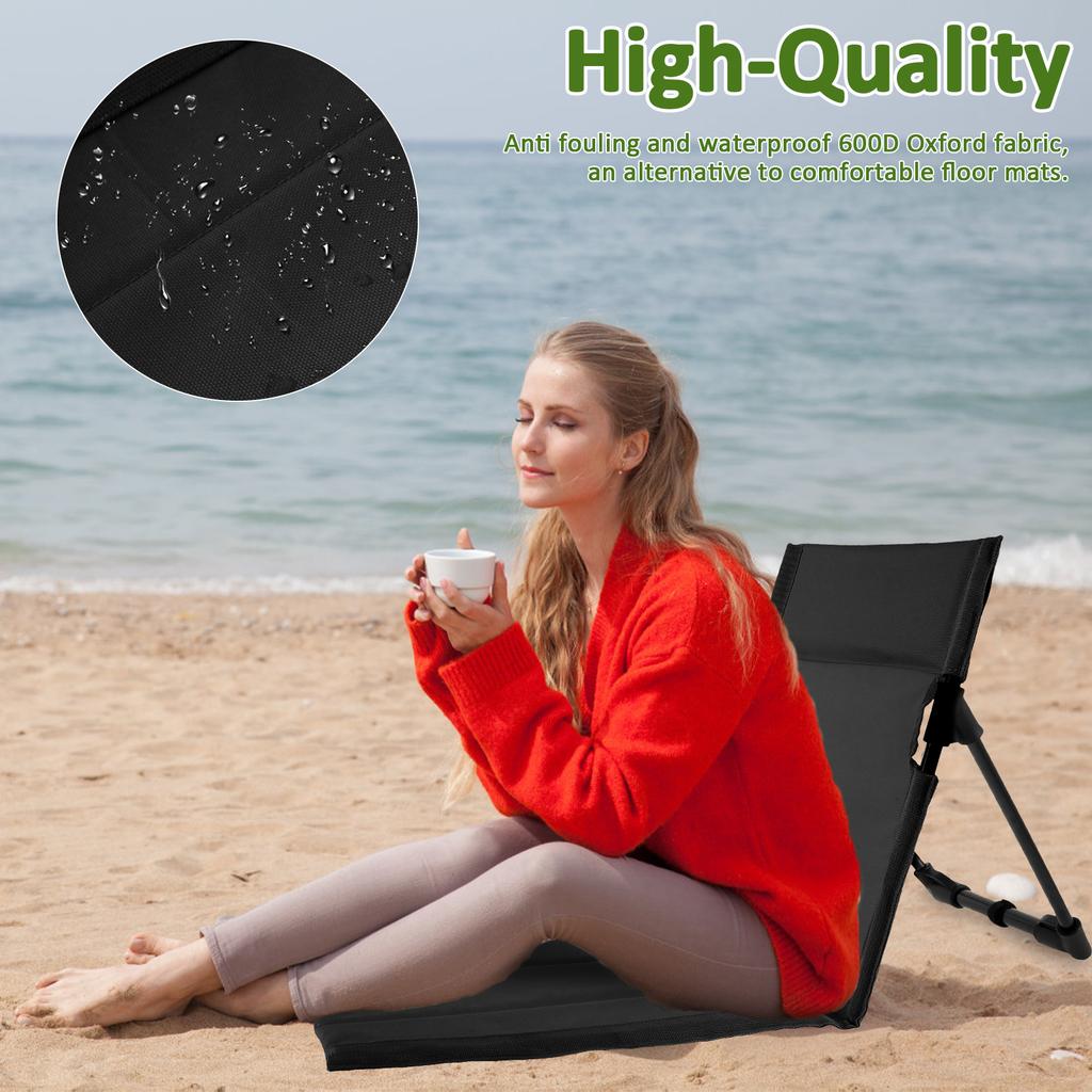 Portable Foldable Camping Chair Outdoor Garden Single Lazy Chair Backrest Cushion Picnic Folding Back Chair with Storage Bag