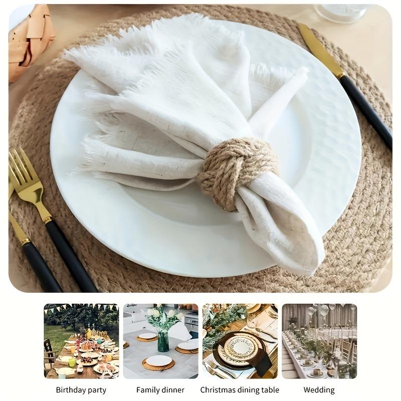 30pcs Woven Napkin Rings Set Farmhouse Burlap Jute Napkin Rings Bulk for Dinning Table Nautical Napkin Ring Holders Table Decor