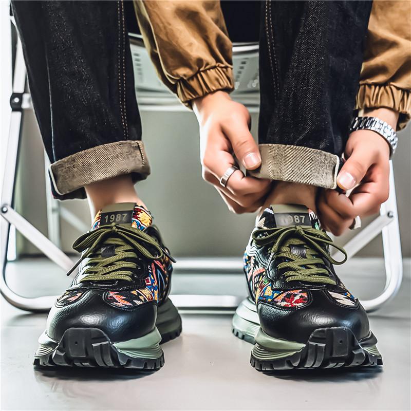 

Мужские кроссовки 2025 года Толстая подошва Нескользящие Лоферы Модная обувь для мужчин Спортивная и Повседневная Износостойкая Универсальная Повседневная обувь 44 зелёный