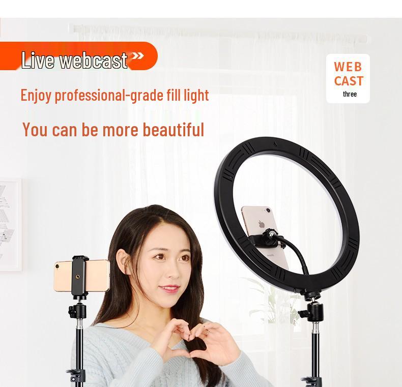 Mobile Streaming Stand with LED Fill Light and Multi-Camera Mount for Desktop and Outdoor Photography