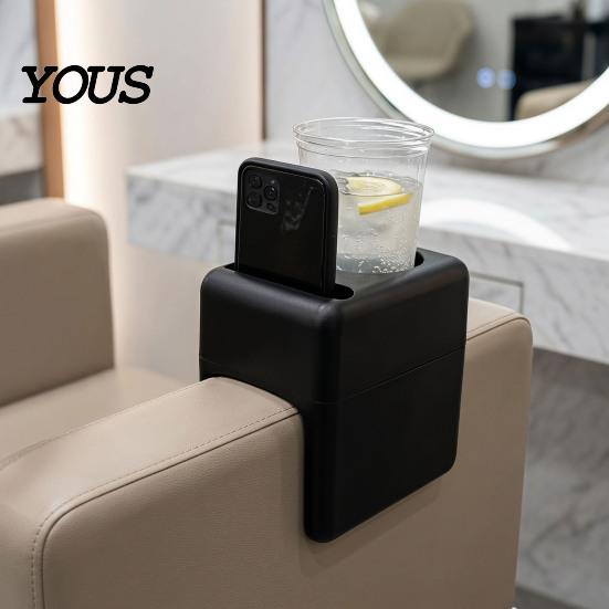 Organizador de Reposabrazos para Silla de Salón con Bandeja, Almacenamiento para Cabello con Soporte para Teléfono/Vaso, Bandeja Lateral de Plástico para Estilista, Mesa de Belleza para Artículos Personales del Cliente Se Adapta