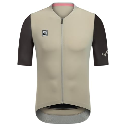

Santic Cycling Jersey, Short Sleeve, Cycling Wear, for Cycling, Bicycles, and Road Bikes, Summer (Khaki, Size L)
