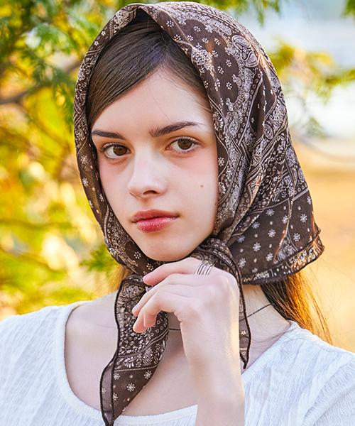 KOLEAT Cooling Refrigerator Uv Protection Bandana Bohemian Handkerchief [Brown] Hair Bandana Ver.