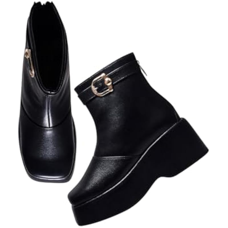 Shoetopia Ankle Length Black Boots For Women /Eu41