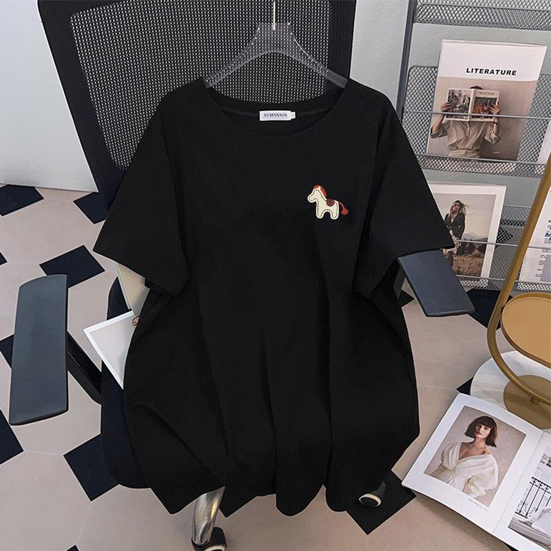 Women's Plus Size Mid-Length Loose Short-Sleeve T-Shirt (200/300/350 jin)