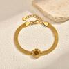 Natural Tiger'S Eye Stone Jewelry Premium Wind Mesh Strap Chain Stainless Steel Plated 18K Gold Bracelet Women