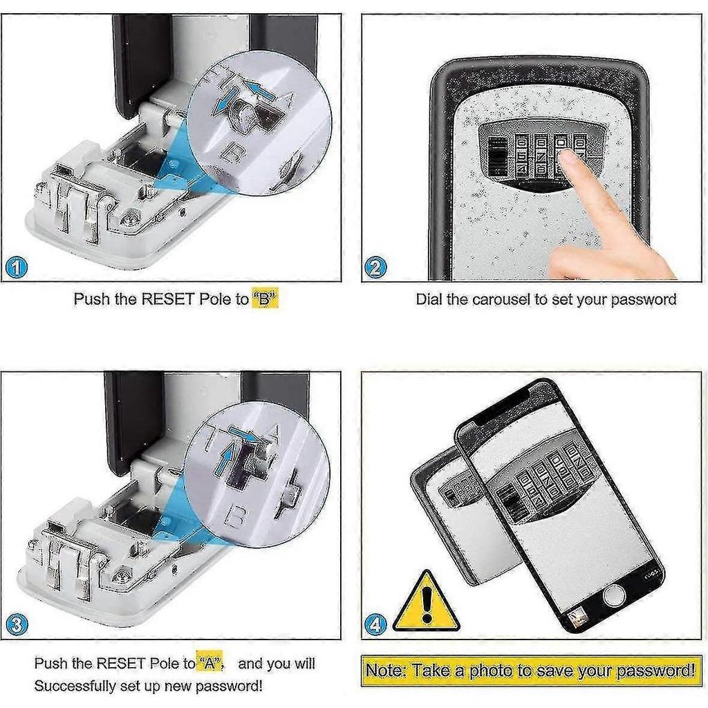 Key Safe Box, Wall Mounted Key Box, High Secure 4 Digit Code Key Box Waterproof And Rust Proof, For Indoor Outdoor Home Office