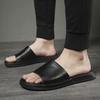 Neue Herren Einteiler Sandalen Schwarz Flacher Absatz Zweilagiges Rindsleder Europäische Outdoor Strand Sandalen Größen 38-44 Herren Hausschuhe