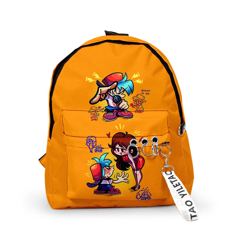 Sacs à dos Classiques Populaires Friday Night Funkin pour Garçons/Filles Sac d'école 3D Imprimé Porte-clés Oxford Imperméable Petits Sacs à dos