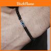 Bracciale Geometrico da Uomo Fatto a Mano con Perline in Vetro Nero e Pietra Lavica per Regalo