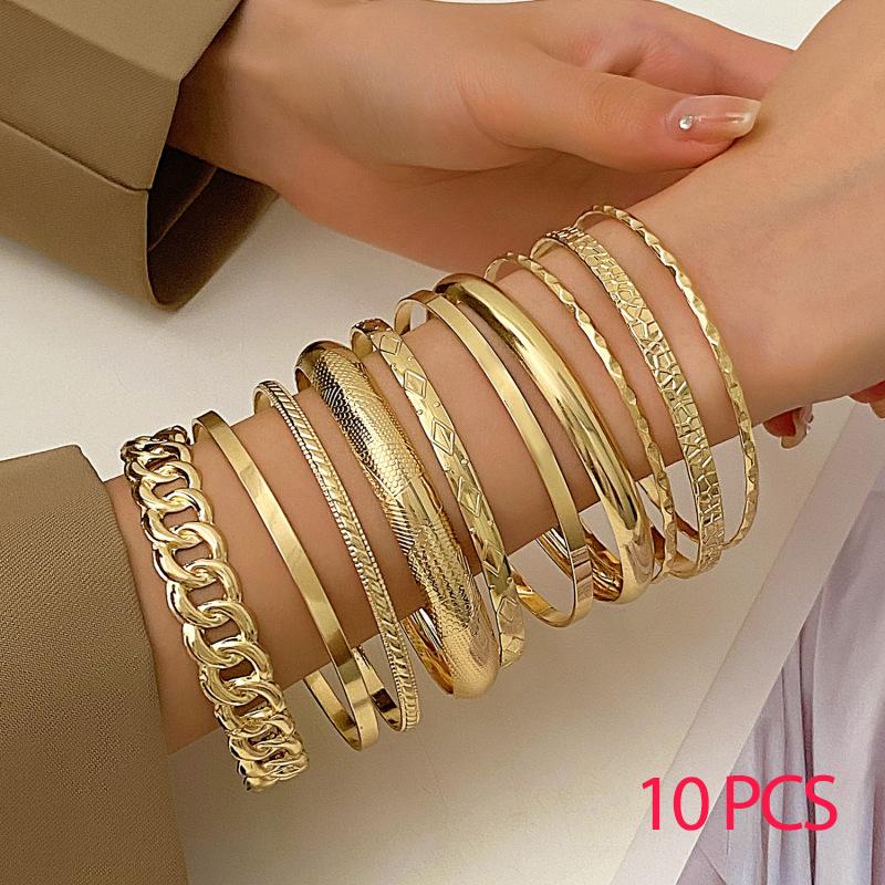 15 Pcs Retro Gold Color Minimalist Bangle Set for Women Fashion Chic Geometric Knotted Bracelets Daily Party Jewelry Gifts 2026