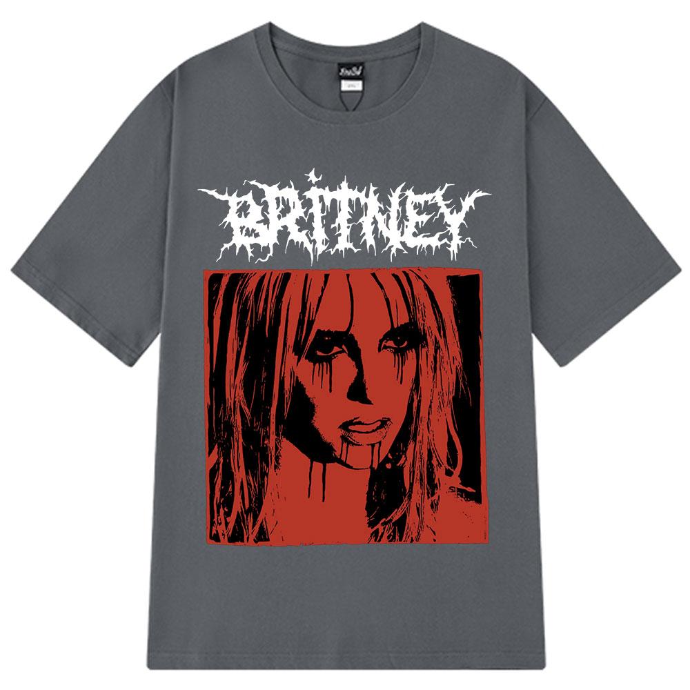 Britney Spears Metal Rock Graphic Vintage T-shirt Men Women Fashion Hip Hop T Shirts Short Sleeve Pure Cotton T Shirt