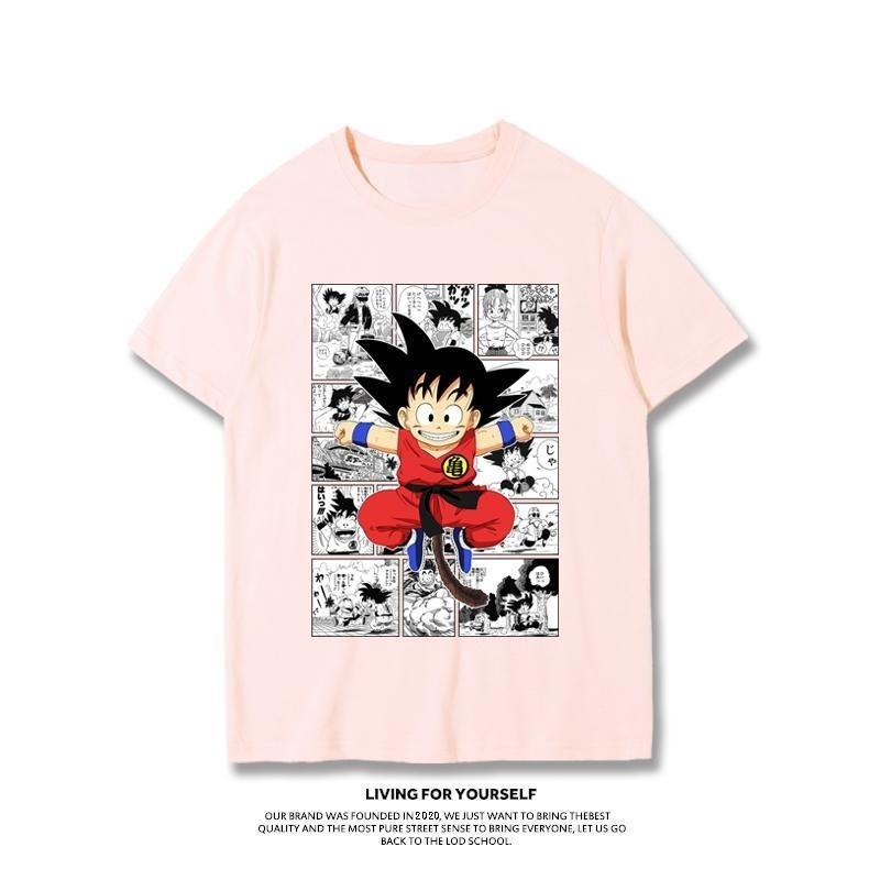Japanese Anime Dragon Ball T-Shirt Kid Goku Master Roshi Print Casual Loose Cotton Tee Streetwear for Men