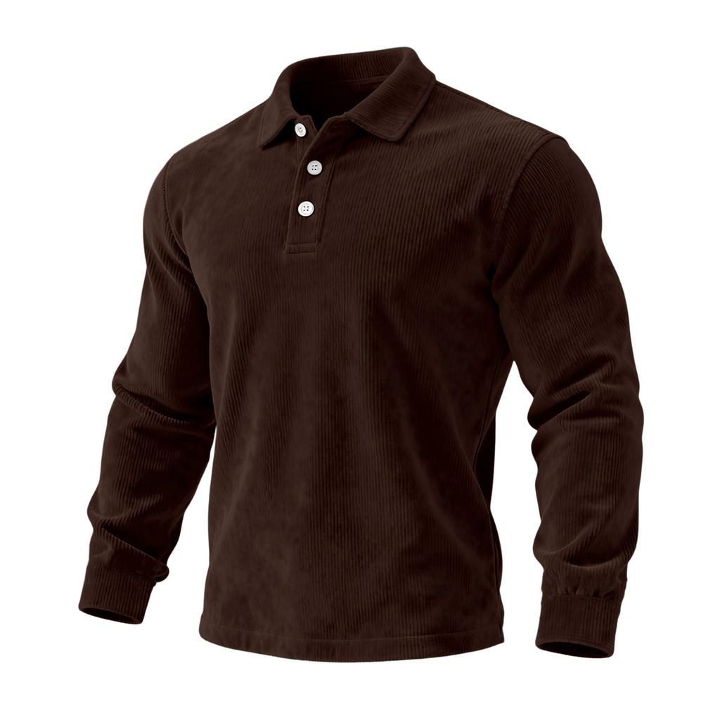 Men's  Casual Outdoor Lapel Corduroy Pullover Long-sleeved Top