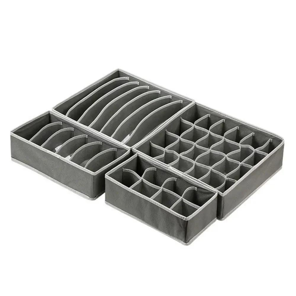 4-Piece Foldable Clothes & Underwear Storage Set – Large Capacity Socks Organizer – Space-Saving Multifunctional