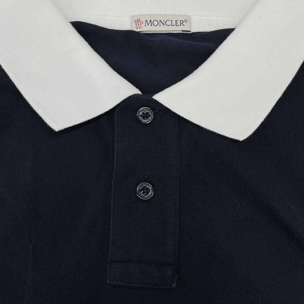 MONCLER Authentic MAGLIA POLO MANICA CORTA Navy x White Cotton Patch Logo Polo Shirt tops L Navy x whiteUsed