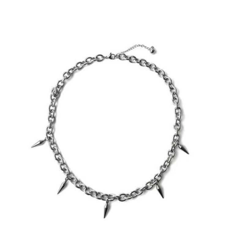 Unisex Necklace Hollow Chain Rivet Decor Solid Color Hop Adjustable Length Hip Party Style Punk Club Choker