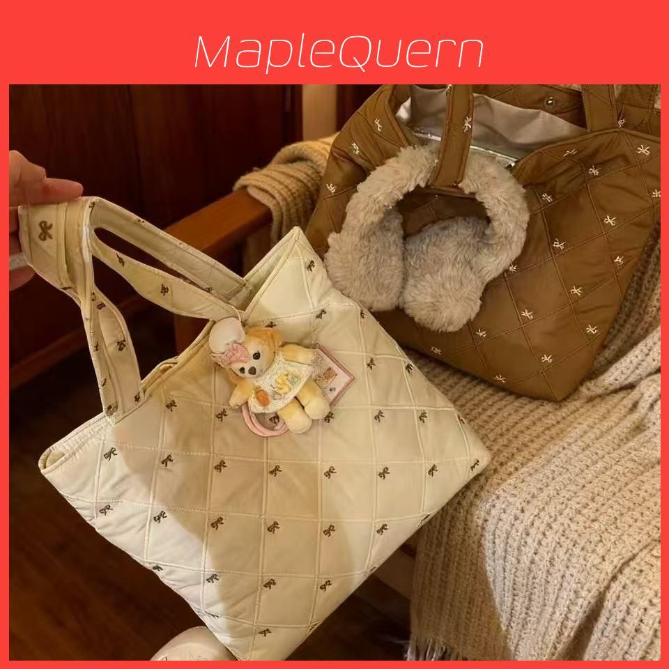 Nylon Tote Bag With Butterfly Embroidery And Large Capacity For Casual Travel And Daily Use