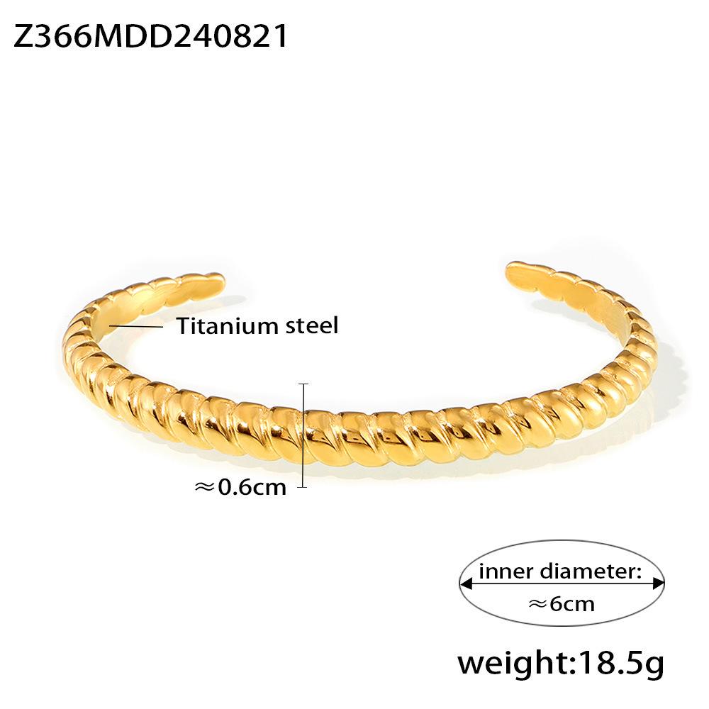 Trendy Adjustable 18K Gold-Plated Titanium Threaded Bracelet