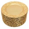 100 Gold Round Placemats Wholesale, 13-Inch Vintage Placemat Set, Plastic Embossed Dinner Plates, Reusable (Gold)