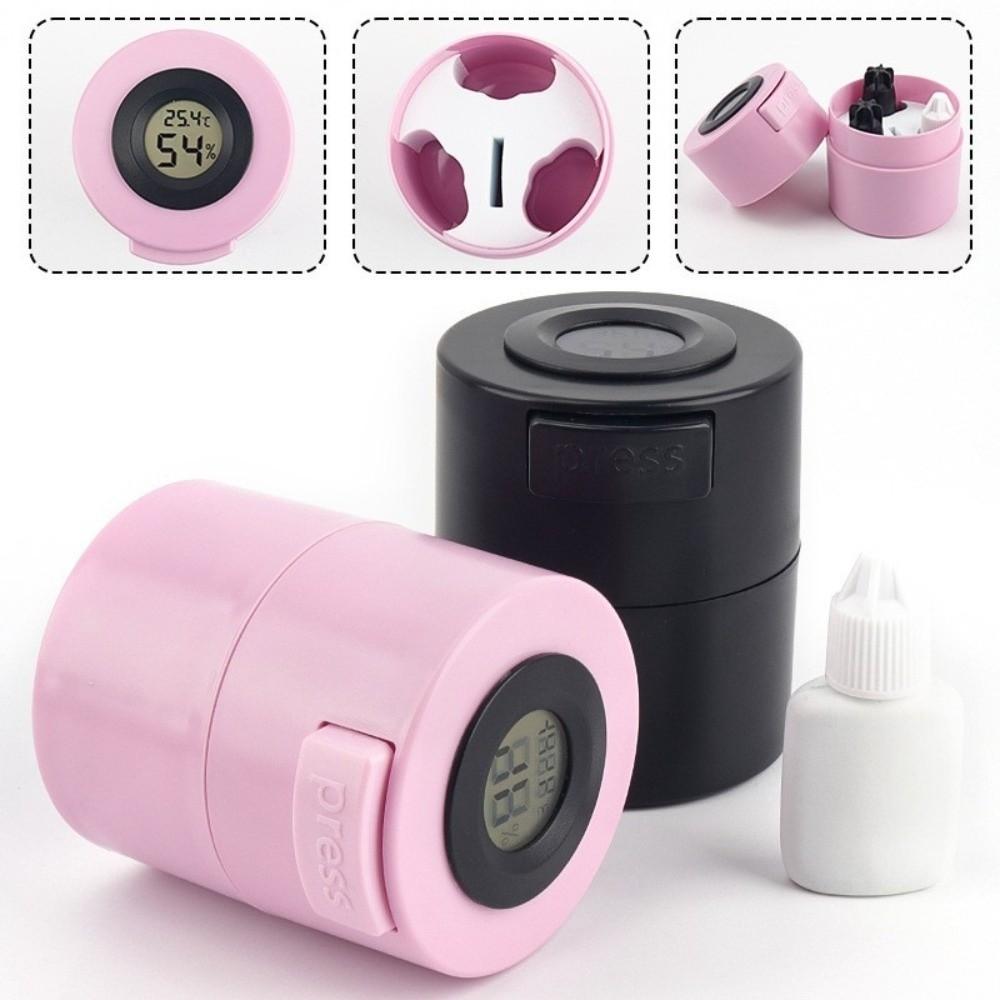 1pcs Plastic Eyelash Glue Storage Tank Temperature Humidity Digital Display Lashes Adhesive Jar