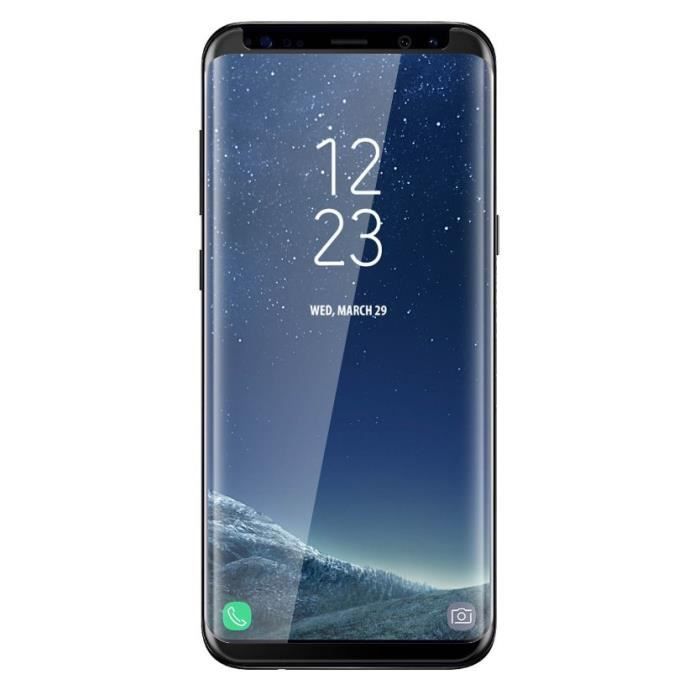 Film de protection - Phonillico® - Samsung Galaxy S8 - Verre trempé - Noir - Résistant aux rayures