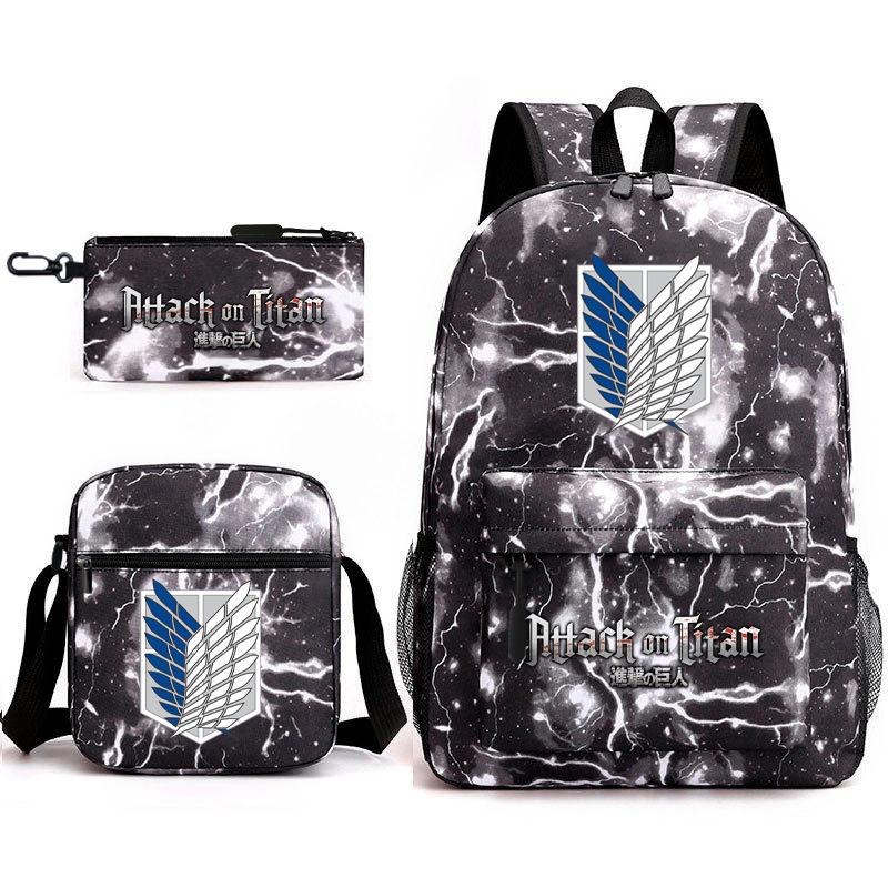 Attack Giant Elementary School Bag Backpack Casual School Bag Three-piece Set