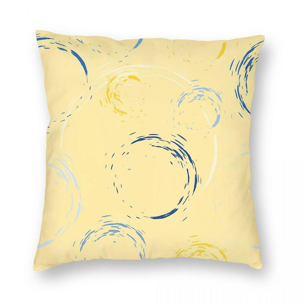 Yellow Blue Stamp Circles Pillowcase Polyester Linen Velvet Printed Zip Decor Throw Pillow Case Bed Cushion Cover