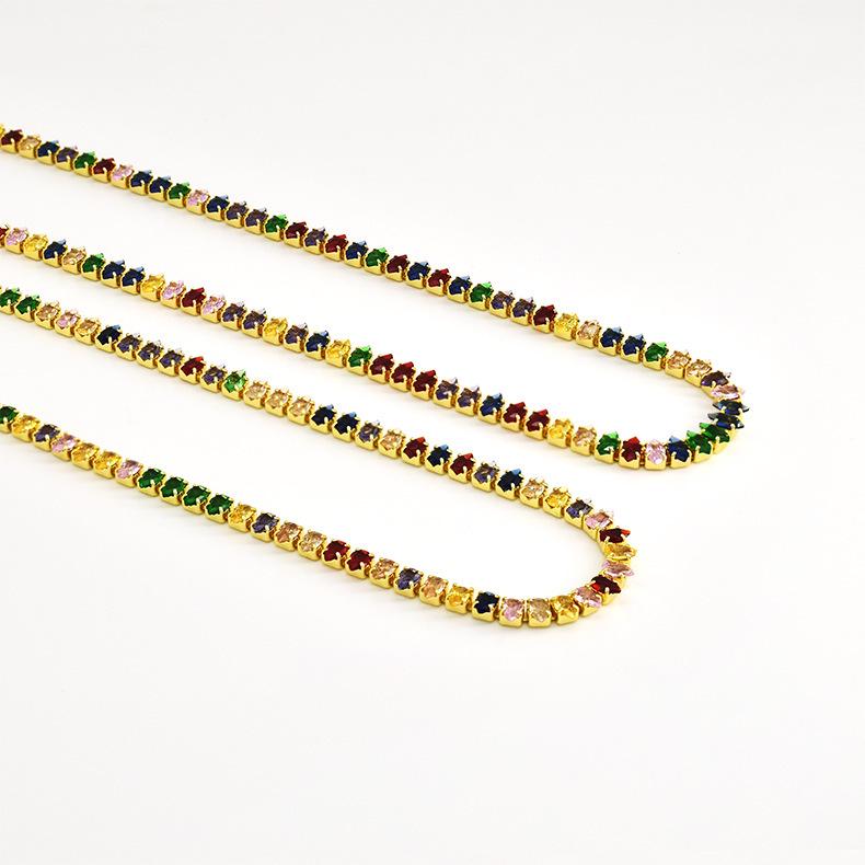 Damen Bunte Zirkon Schlüsselbeinkette - Super glänzend, vielseitiger Modeschmuck