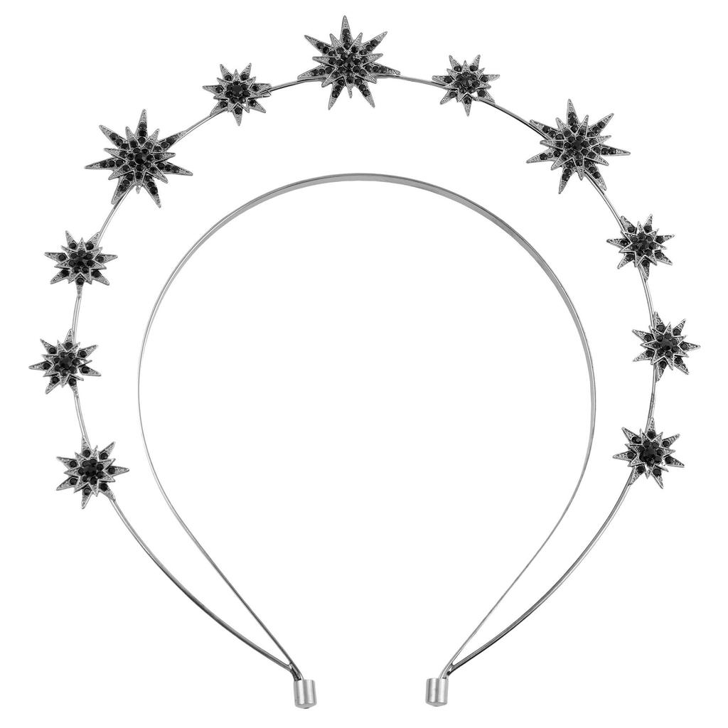Baroque Sun & Moon Earrings Set with Halo Headband, Double-Layer Star Design & Sparkling Long Earrings