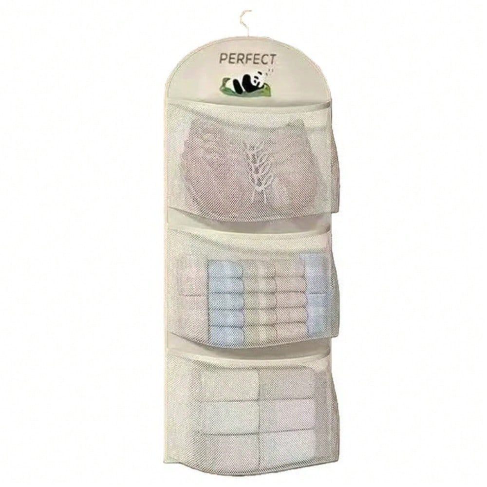 

3-Layer Hanging Underwear, Socks And Bra Storage Mesh Bag - Suitable For Dorm And Home Wall-Mounted Transparent Pocket Design
