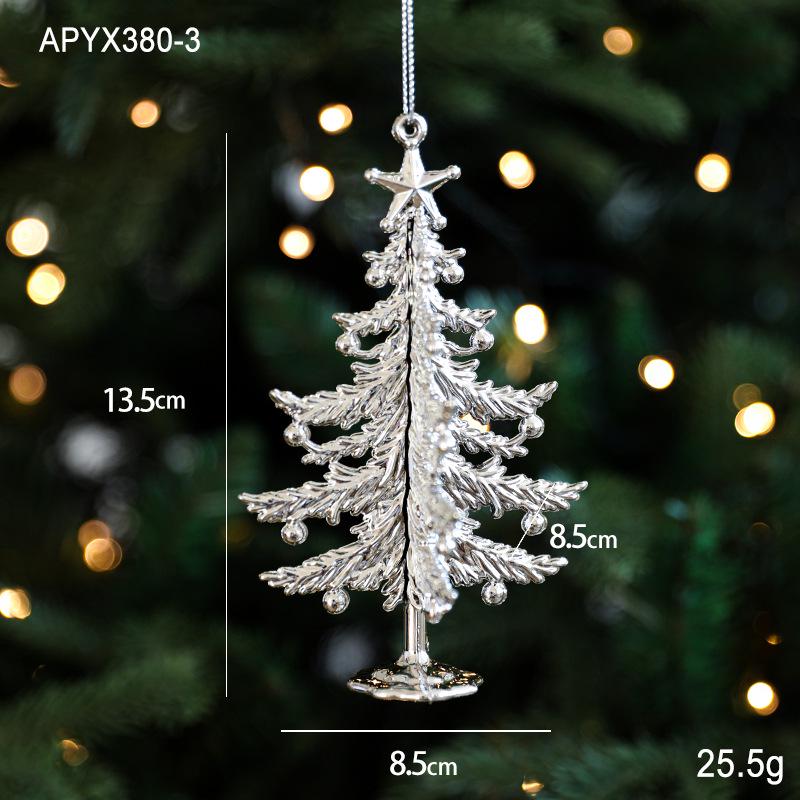 Silver Irregular Electroplated Christmas Tree Ornaments - Glossy Plastic Pendants In Stock
