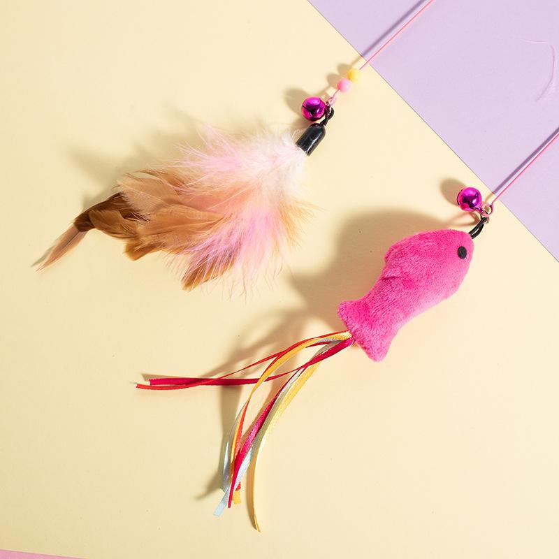 2 Pack Cat Toys Interactive Cat Stick Playing Kitten Playing Teaser Wand Toy Feather Wand Pet Supplies